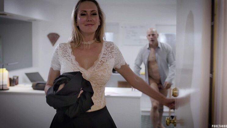 Office Harassment: Big- breasted Blonde MILF  - Brett Rossi - Derrick Pierce